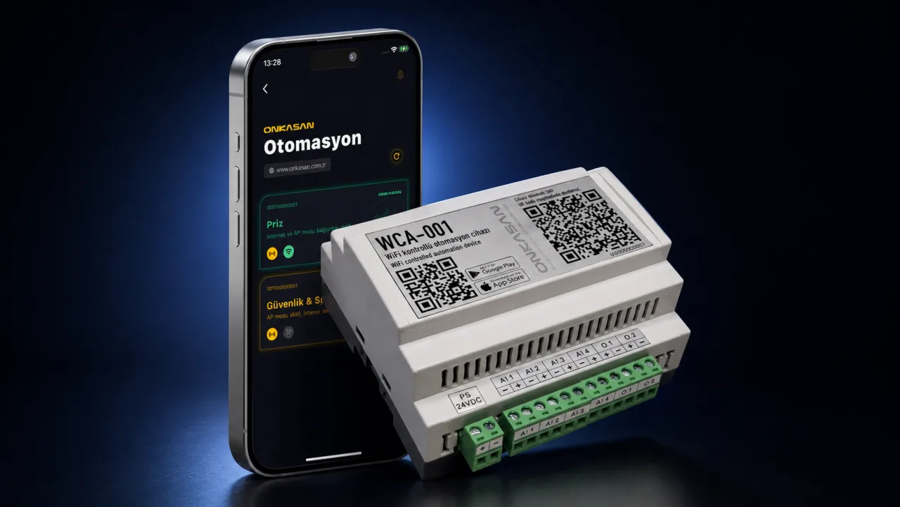 Onkasan Otomasyon mobil uygulaması ve WCA-001 WiFi kontrollü otomasyon cihazı